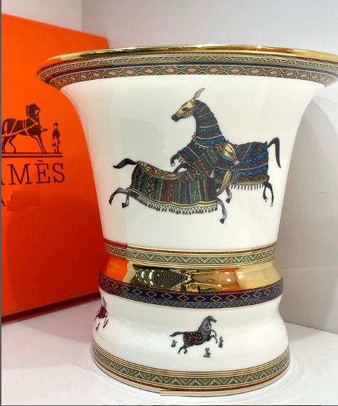 Hermes Wide Vase with Horses - Image 2 of 3